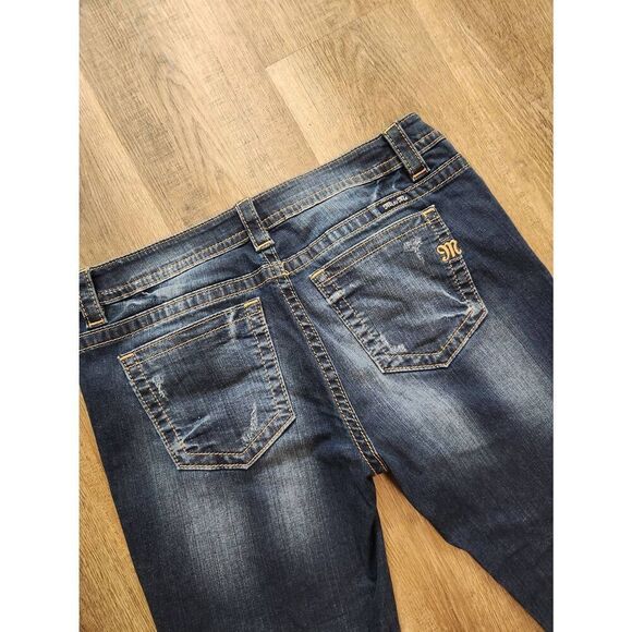 Miss Me 'skinny' aztec embroidered womens 31x27 medium wash multicolor - Picture 4 of 10